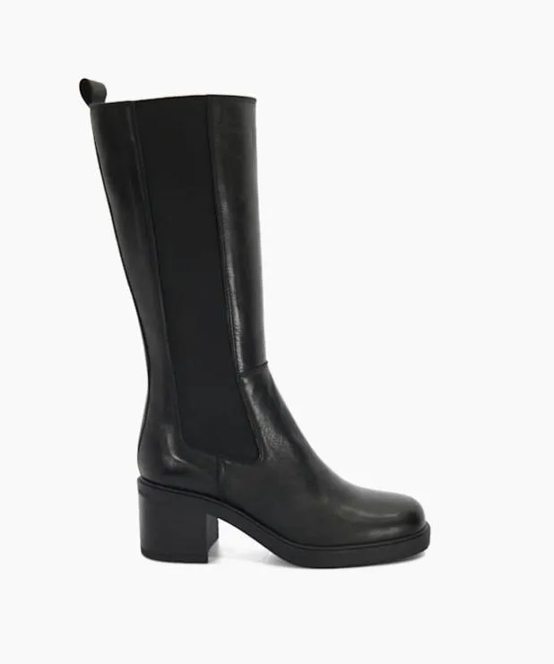 Dune London Black Boots Women BlockHeel KneeHigh Boots Black
