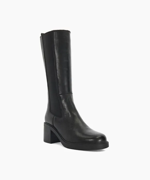 Dune London Black Boots Women BlockHeel KneeHigh Boots Black