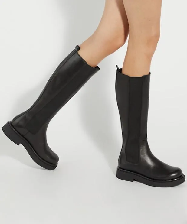 Dune London Black Boots Women Chunky KneeHigh Boots Black