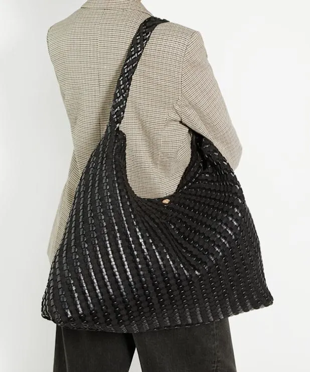 Dune London Black Handbags Women Extra Large Woven Shoulder Bag Black