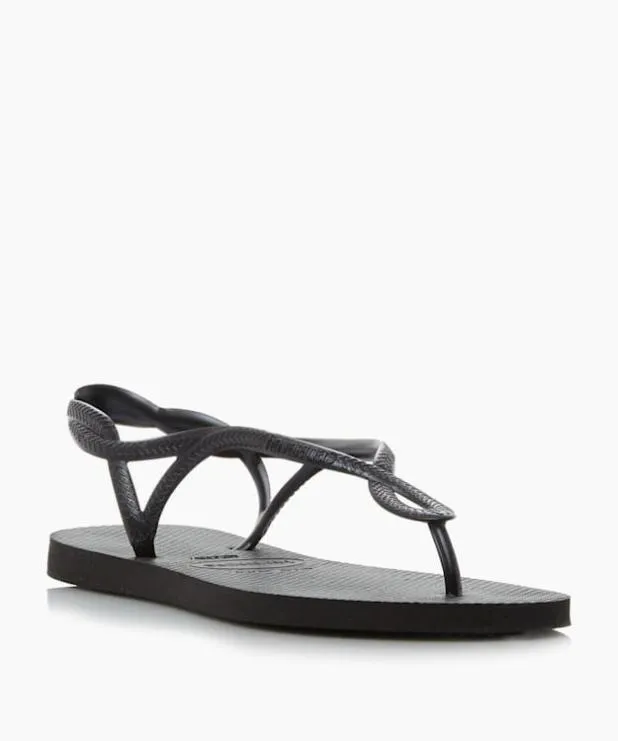 Dune London Black Sandals Women Looped Strap Toe Post Sandals Black