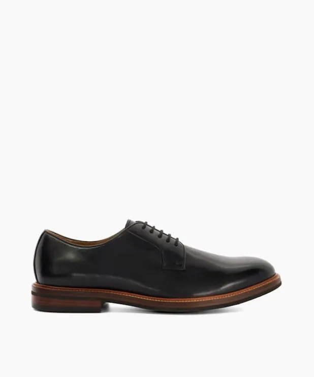 Dune London Black Shoes Men Contrast Stitch Lace Up Shoe Black