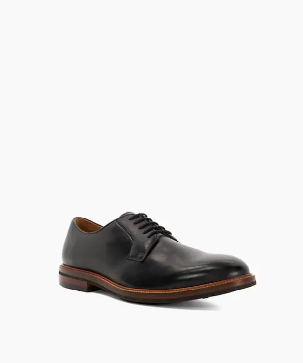 Dune London Black Shoes Men Contrast Stitch Lace Up Shoe Black