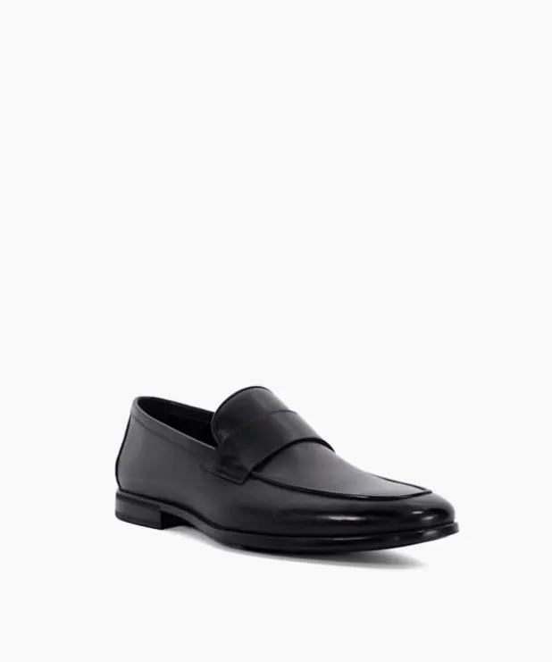 Dune London Black Shoes Men Leather Penny Loafers Black