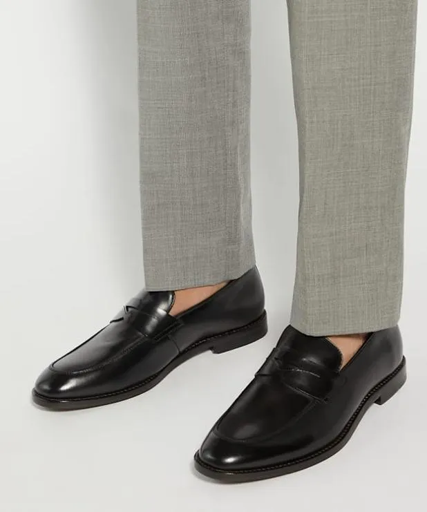 Dune London Black Shoes Men Leather Penny Loafers Black