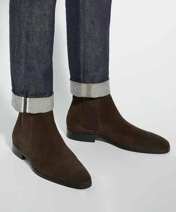 Dune London Brown Boots Men AlmondToe Chelsea Boots Brown