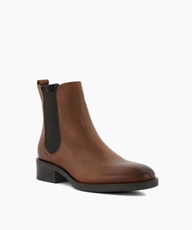 Dune London Brown Boots Women BurnishedDetail Leather Chelsea Boots Brown