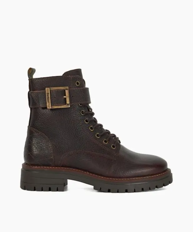 Dune London Brown Boots Women LaceUp Leather Commando Boots Brown