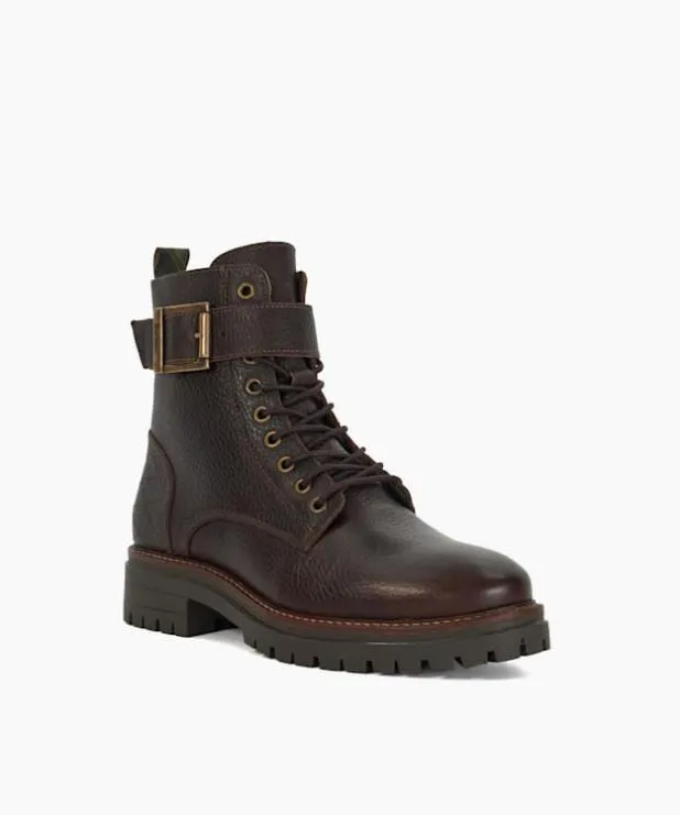 Dune London Brown Boots Women LaceUp Leather Commando Boots Brown