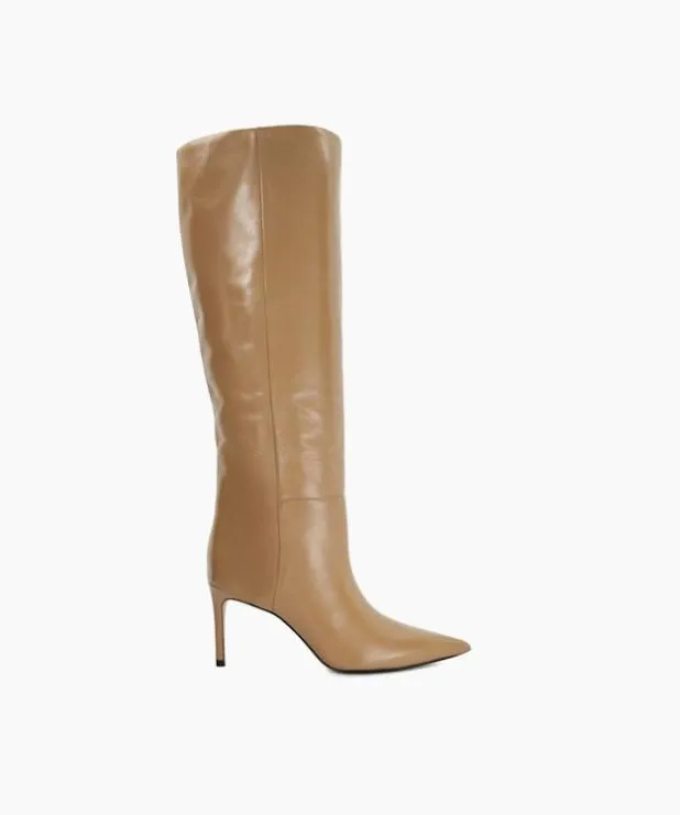 Dune London Brown Boots Women Leather Pull On Knee High Boots Brown