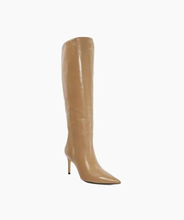 Dune London Brown Boots Women Leather Pull On Knee High Boots Brown