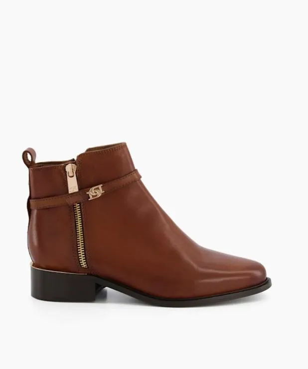 Dune London Brown Boots Women Wide Fit ZipDetail Ankle Boots Brown