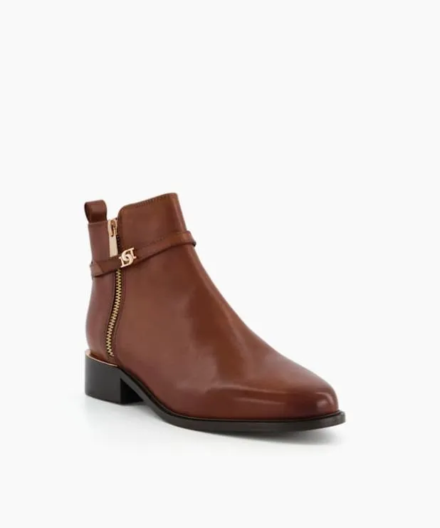 Dune London Brown Boots Women Wide Fit ZipDetail Ankle Boots Brown