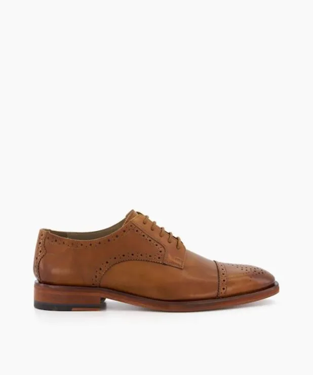 Dune London Brown Shoes Men Leather Derby Brogue Shoes Brown