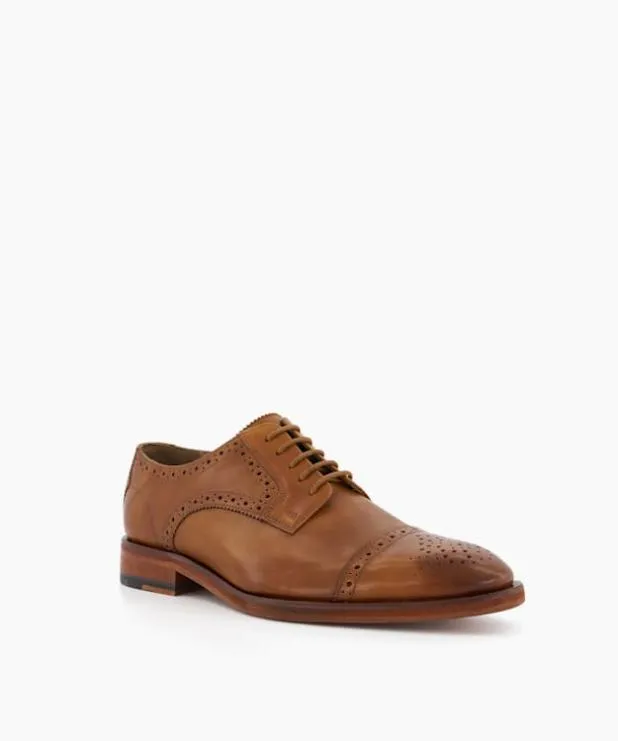 Dune London Brown Shoes Men Leather Derby Brogue Shoes Brown