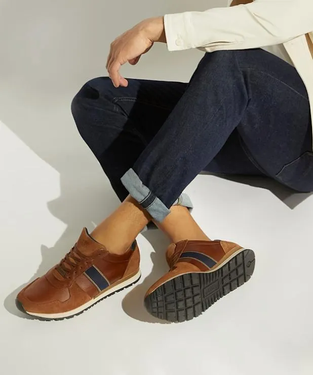 Dune London Brown Shoes Men Wide Fit Lace Up Runner Brown