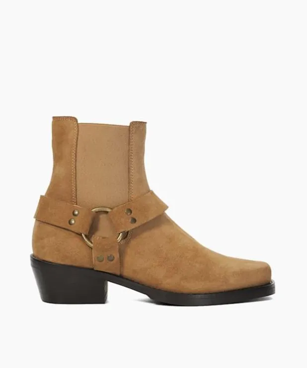 Dune London Chelsea Boots Women Harness Suede Biker Boots Neutral