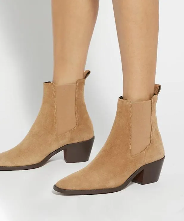 Dune London Chelsea Boots Women Suede Western Boots Neutral