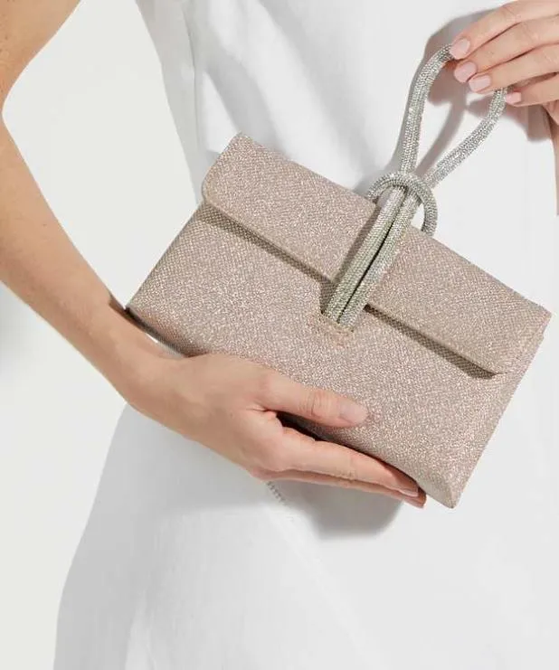 Dune London Clutch Bags Women Diamante Loop Handle Grab Bag Metallic