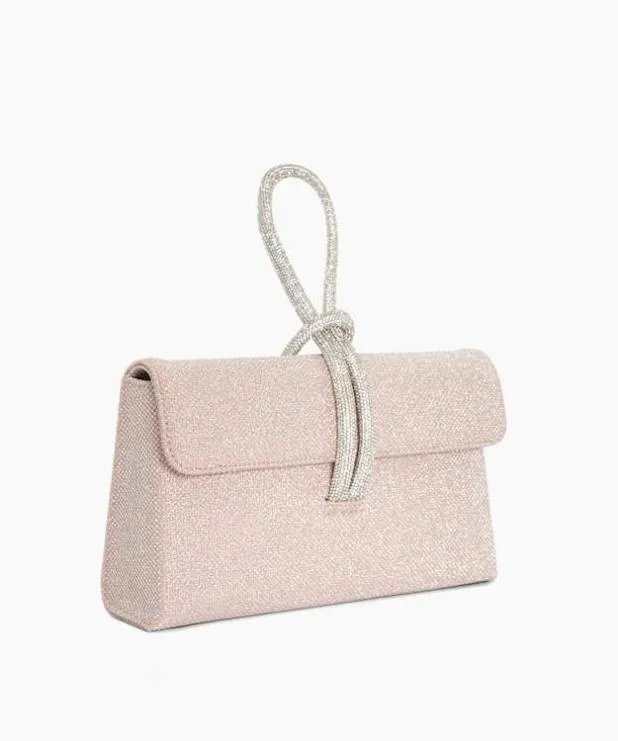 Dune London Clutch Bags Women Diamante Loop Handle Grab Bag Metallic