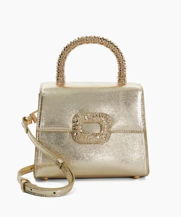 Dune London Crossbody Bags Women Brooch Detail Top Handle Bag Metallic