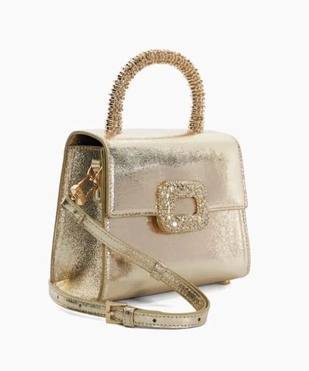 Dune London Crossbody Bags Women Brooch Detail Top Handle Bag Metallic