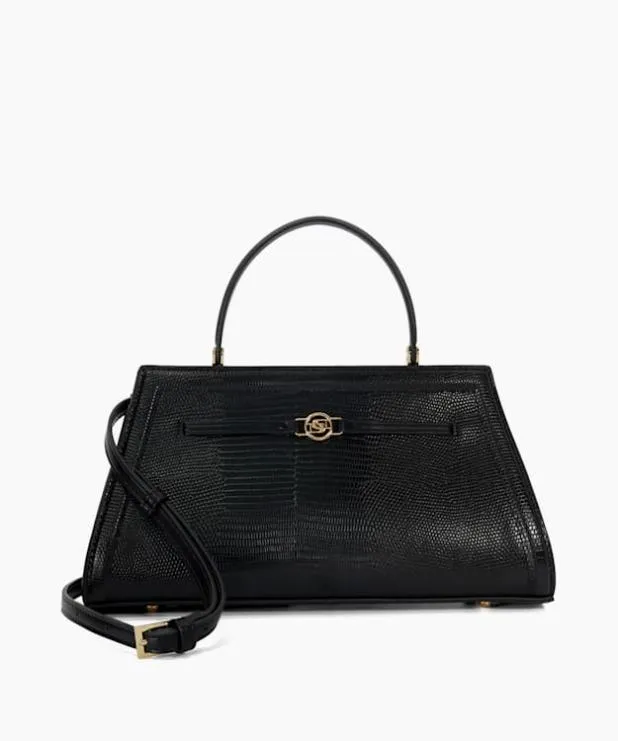 Dune London Crossbody Bags Women Croc Effect Metal Trim Grab Bag Black