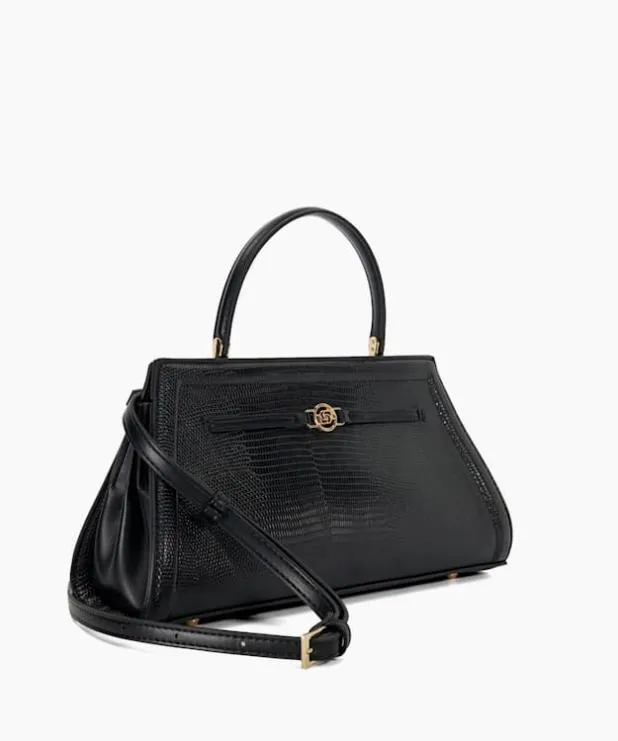 Dune London Crossbody Bags Women Croc Effect Metal Trim Grab Bag Black