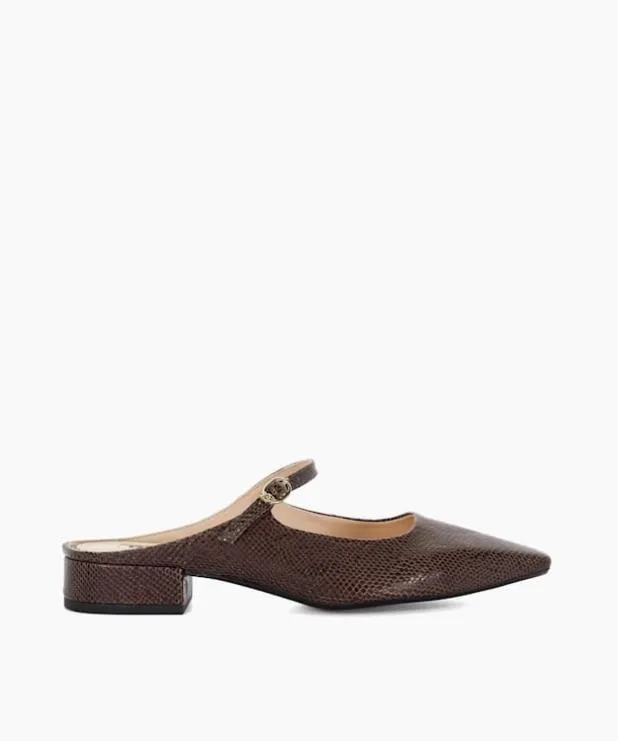 Dune London Flat Shoes Women Backless Mary Janes Brown