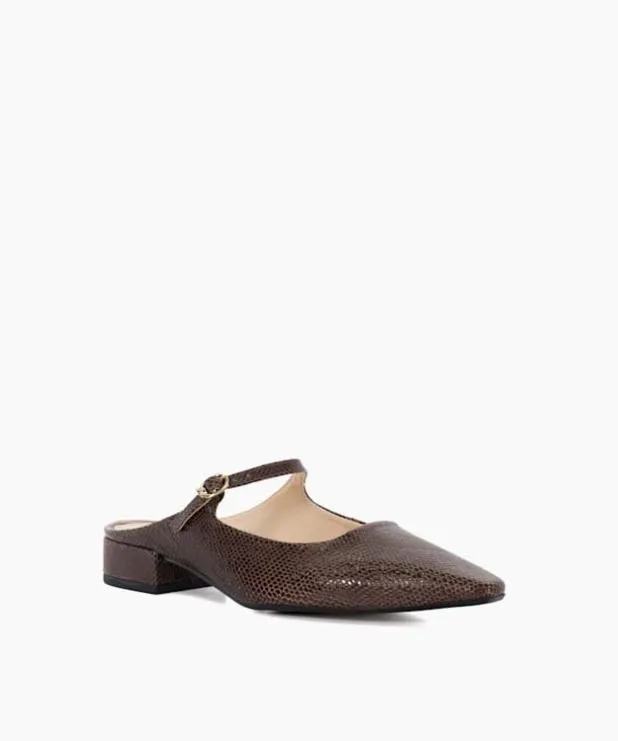 Dune London Flat Shoes Women Backless Mary Janes Brown