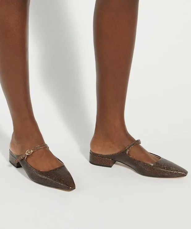 Dune London Flat Shoes Women Backless Mary Janes Brown
