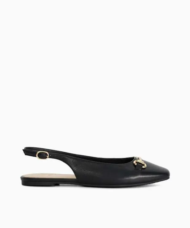 Dune London Flat Shoes Women Square Toe Slingback Ballet Flats Black