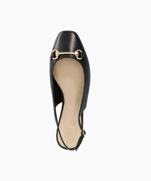 Dune London Flat Shoes Women Square Toe Slingback Ballet Flats Black
