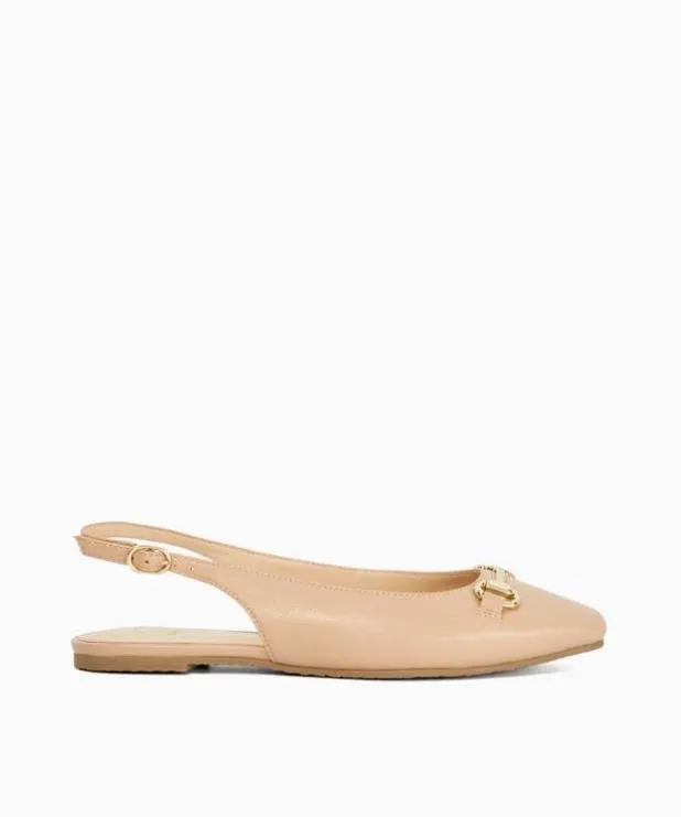 Dune London Flat Shoes Women Square Toe Slingback Ballet Flats Pink