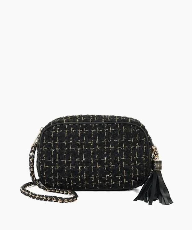 Dune London Handbags Women Leather Quilted Camera Bag Black Fabric