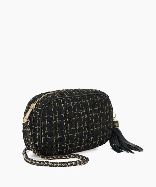 Dune London Handbags Women Leather Quilted Camera Bag Black Fabric