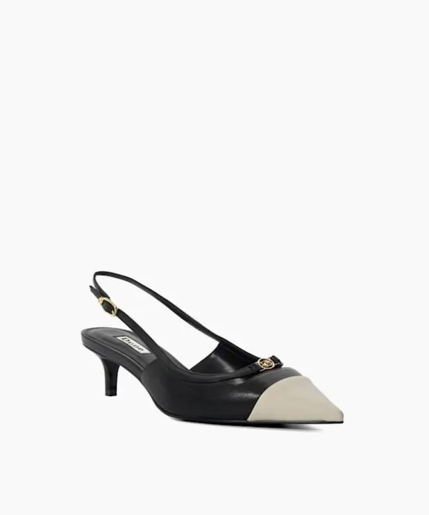 Dune London Heels Women Contrast Toe Slingback Kitten Heel Sandals Black