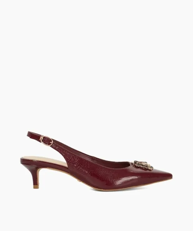Dune London Heels Women Dune Bug Embellished Kitten Heels Red