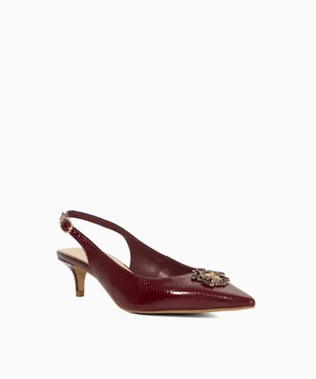 Dune London Heels Women Dune Bug Embellished Kitten Heels Red