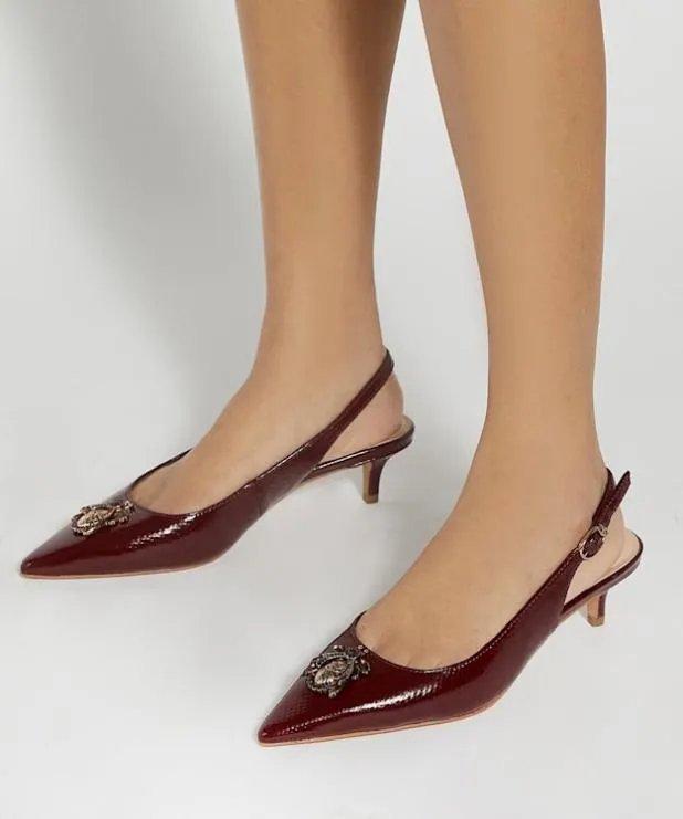 Dune London Heels Women Dune Bug Embellished Kitten Heels Red