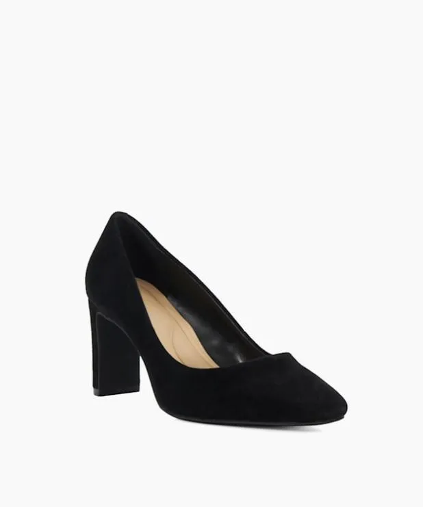 Dune London Heels Women High Block Heel Court Shoes Black