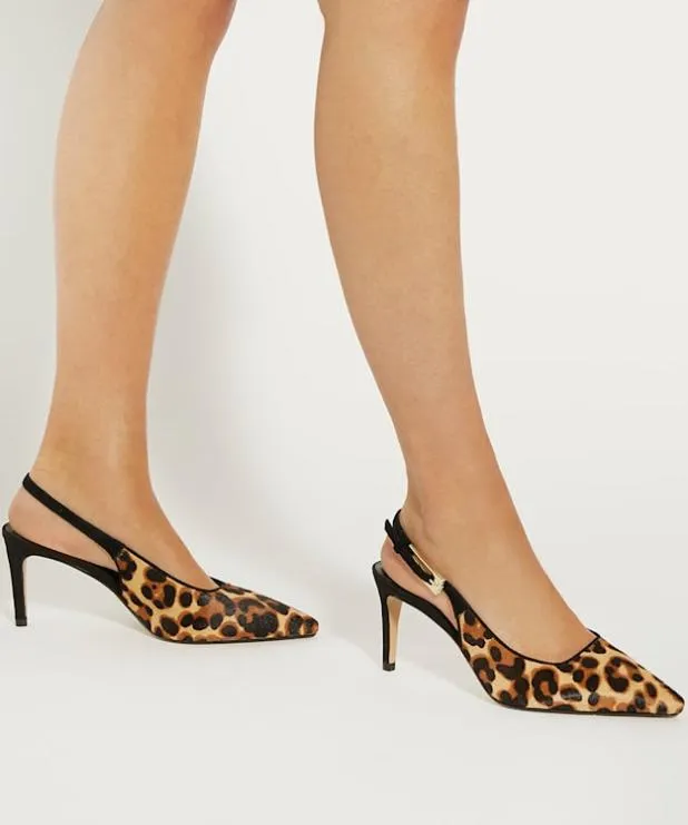 Dune London Heels Women Leopard Print SlingBack Heels Animal
