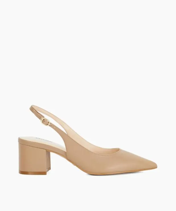 Dune London Heels Women Pointed Toe Slingback Court Shoes Brown
