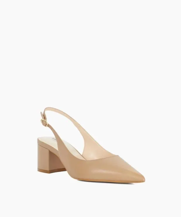 Dune London Heels Women Pointed Toe Slingback Court Shoes Brown
