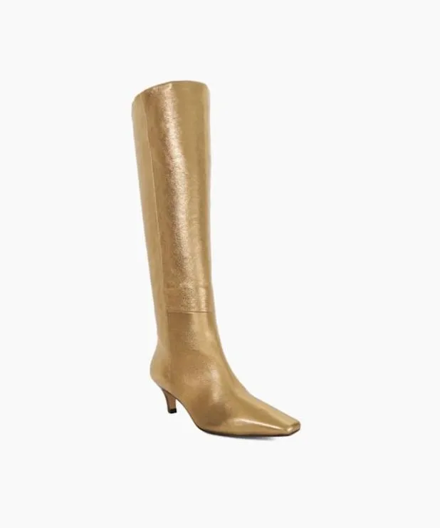Dune London Knee High Boots Women Knee High Low Heel Boots Metallic