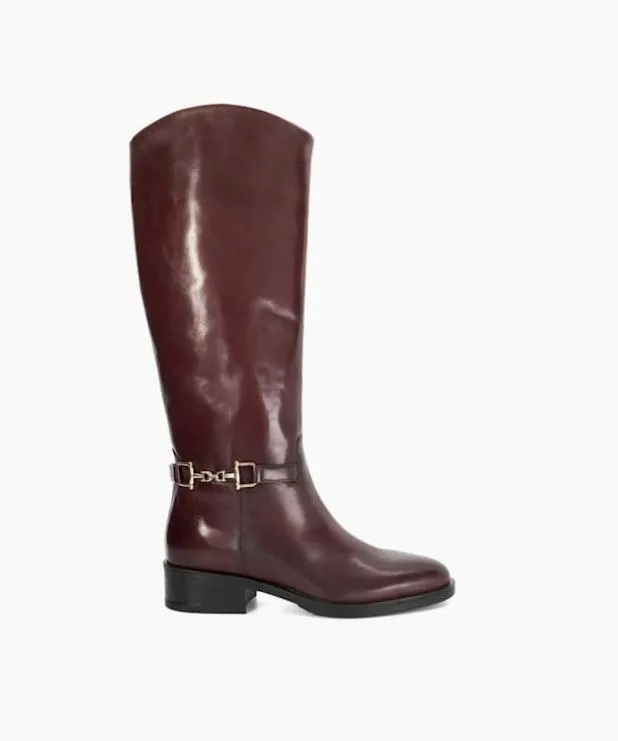 Dune London Knee High Boots Women Premium Leather Knee High Riding Boots Red