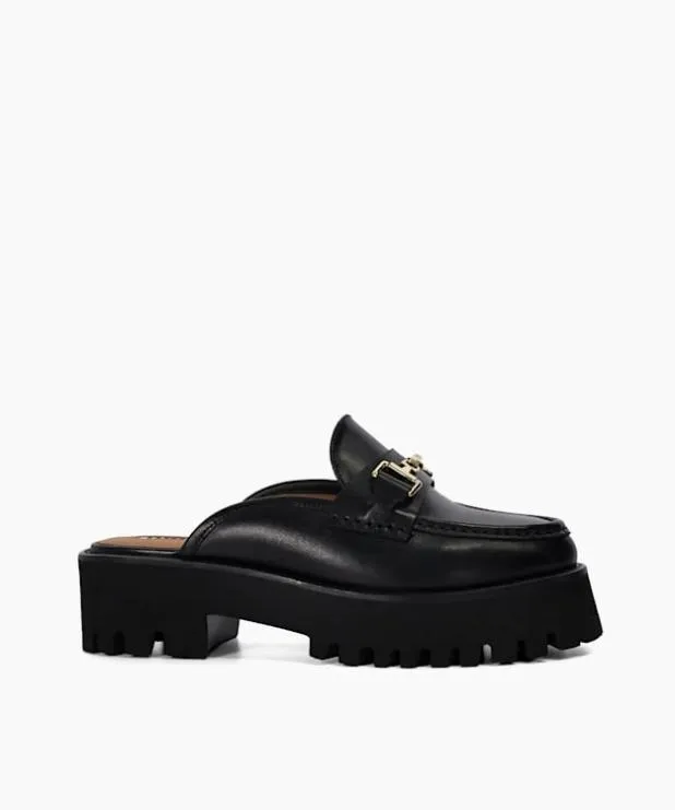 Dune London Loafers Women Chunky Branded Snaffle Trim Backless Loafer Black