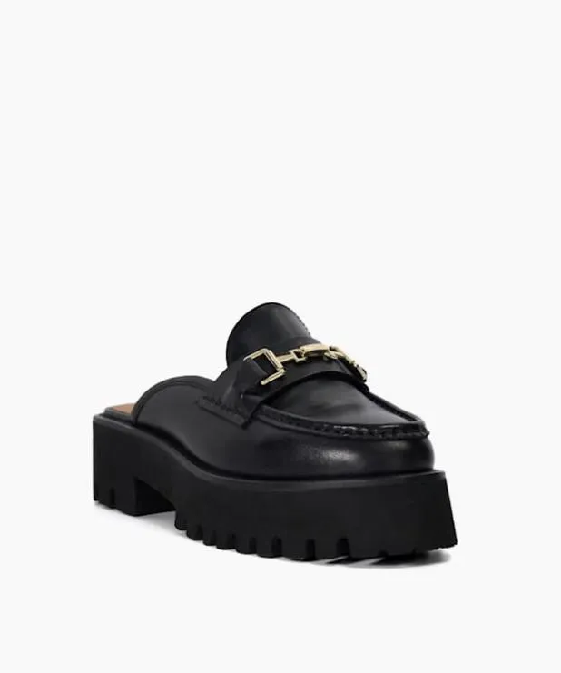 Dune London Loafers Women Chunky Branded Snaffle Trim Backless Loafer Black