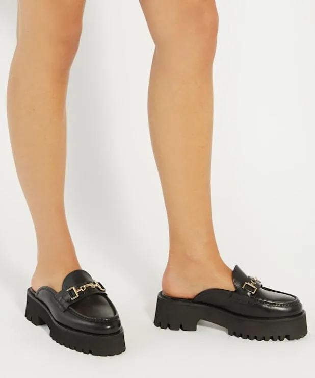 Dune London Loafers Women Chunky Branded Snaffle Trim Backless Loafer Black
