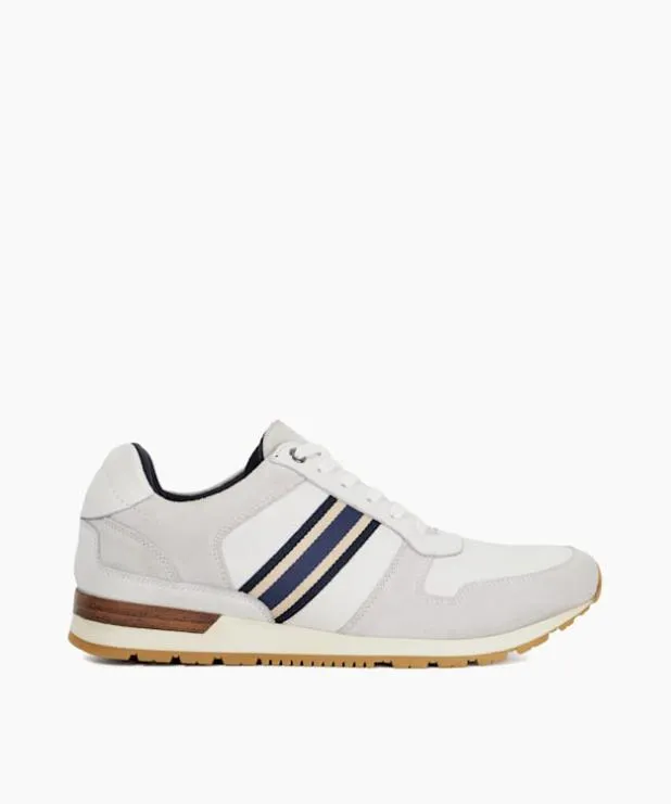 Dune London Trainers Men Leather Trainers With Canvas Stripe White